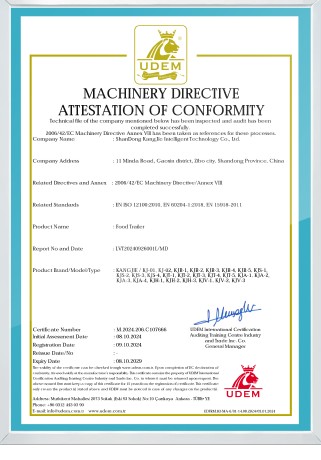 Machinery Directive Attestation of Conformity